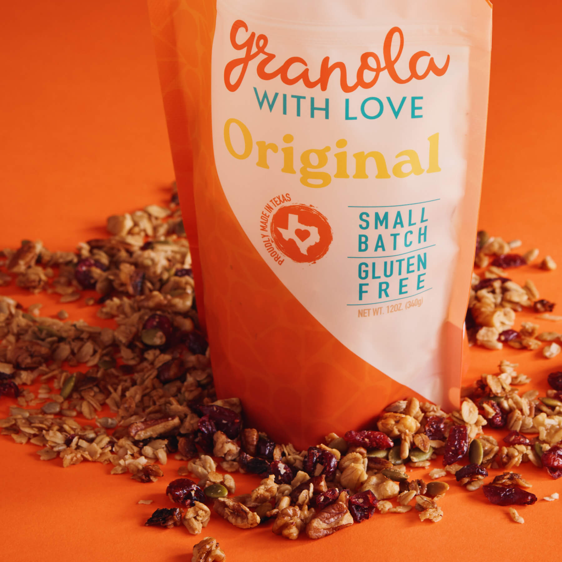 Original granola ingredients organic oats walnuts pecans cranberries single bag