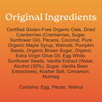 List of original ingredients on an orange background