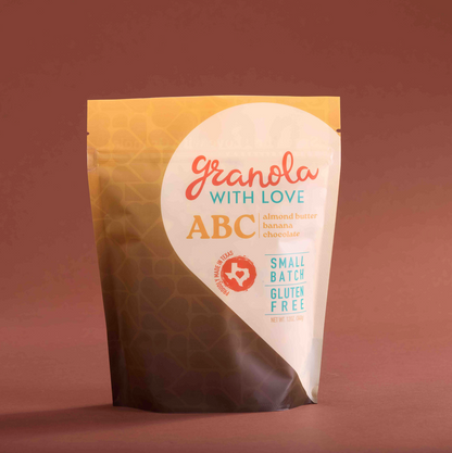 Single bag ABC granola Texas vegan almond butter banana chocolate healthy oats